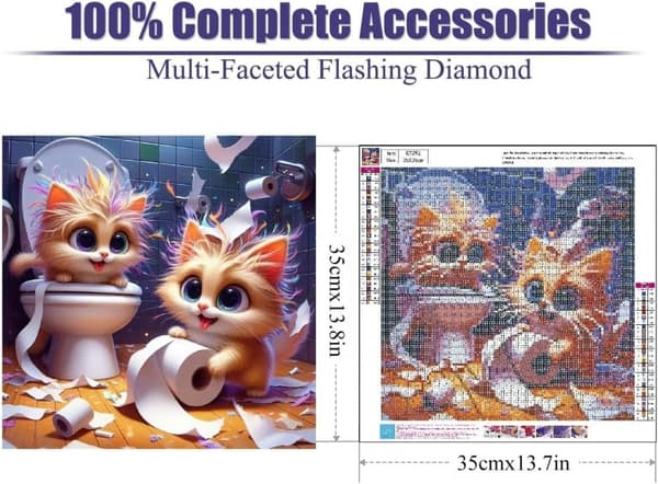 Bomclap Kat Diamant Maleri Kit - 5D Fuld Drill DIY Sjovt Kunstprojekt, 35x35 cm