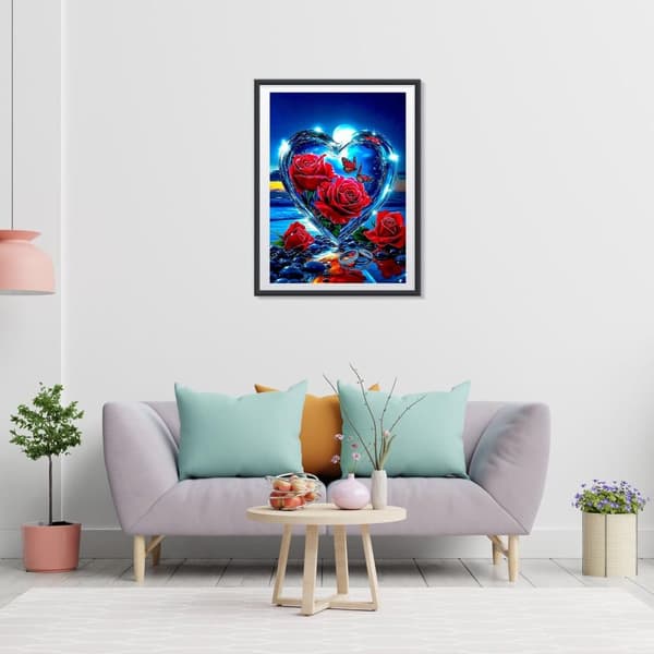 Bomclap Rose Love 5D DIY Diamond Art Kit Voksne – Rose Diamond Art med fuldt værktøj! Runde diamanter, Hjem vægdekoration