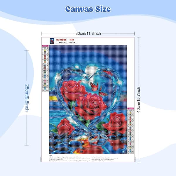 Bomclap Rose Love 5D DIY Diamond Art Kit Voksne – Rose Diamond Art med fuldt værktøj! Runde diamanter, Hjem vægdekoration