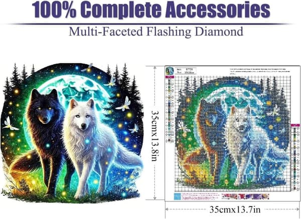 Bomclap Wolf 5D Diamantmaleri - Nem DIY Fuld Drill Smykker Kunst, 35x35 cm Vægdekoration & Feriegave