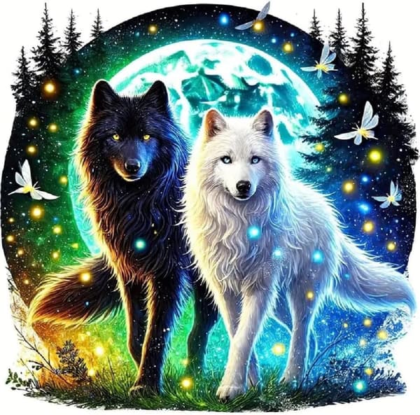Bomclap Wolf 5D Diamantmaleri - Nem DIY Fuld Drill Smykker Kunst, 35x35 cm Vægdekoration & Feriegave