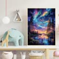 Pikkukuva 3 / 5: Bomclap Aurora Diamond Painting Kit Aikuiset – Maisematimanttitaide! 5D pyöreä Aurora Gem Art, DIY-lahja, kodin seinäkoristelu