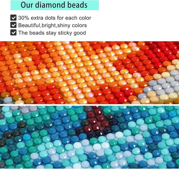 Bomclap Moon Beach Diamond Painting Kit Aikuiset – Beach Moon Diamond Art! 5D pyöreä maisema jalokivitaide, tee-se-itse-lahja, kodin seinäkoristelu