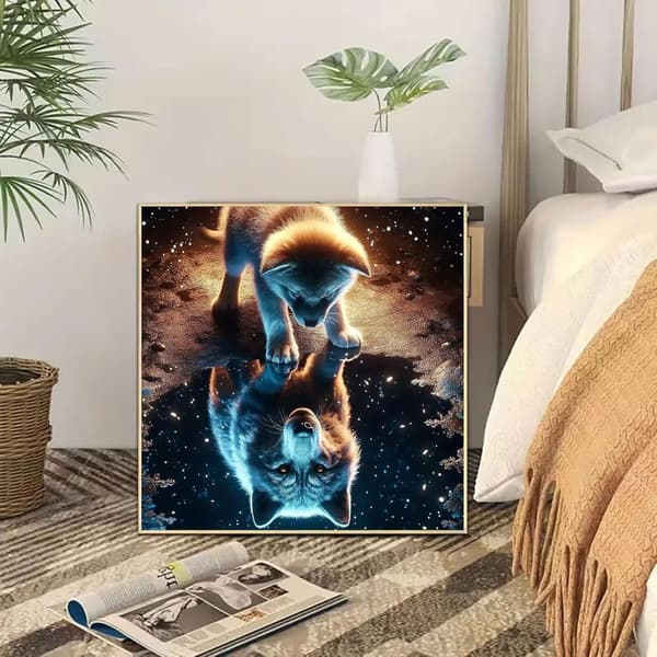 Bomclap Wolf Portræt Diamant Kunst - 5D Fuld Drill DIY Smykker Kunst, 35x35 cm