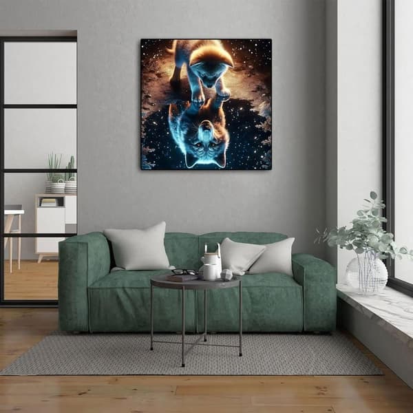 Bomclap Wolf Portræt Diamant Kunst - 5D Fuld Drill DIY Smykker Kunst, 35x35 cm