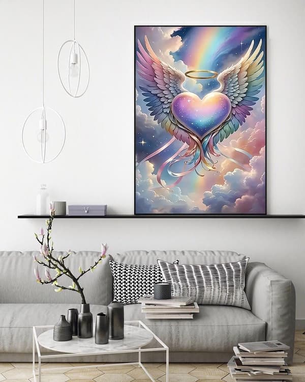 Bomclap Valentinsdag Diamantmaleri - 5D Fuld Drill DIY Hjerter og Vinger, 30x40 cm
