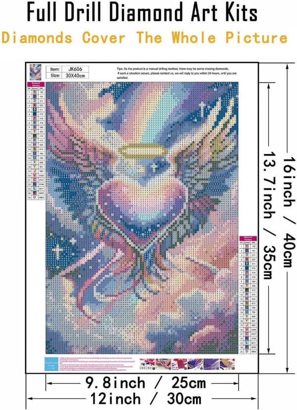 Bomclap Valentinsdag Diamantmaleri - 5D Fuld Drill DIY Hjerter og Vinger, 30x40 cm