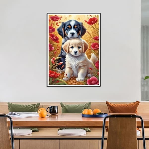 Bomclap Puppy Diamond Art - Eläinkuvioinen täysi pora aloittelijoille, 30x40 cm