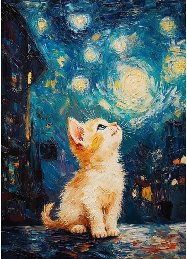 Bomclap Star Cat Diamond Art - 5D-täysporamaalaus aloittelijoille, 30x40 cm