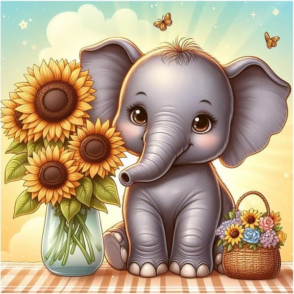 Bomclap Elephant Diamond Painting - 5D Full Drill DIY Animal Art, 30x30 cm