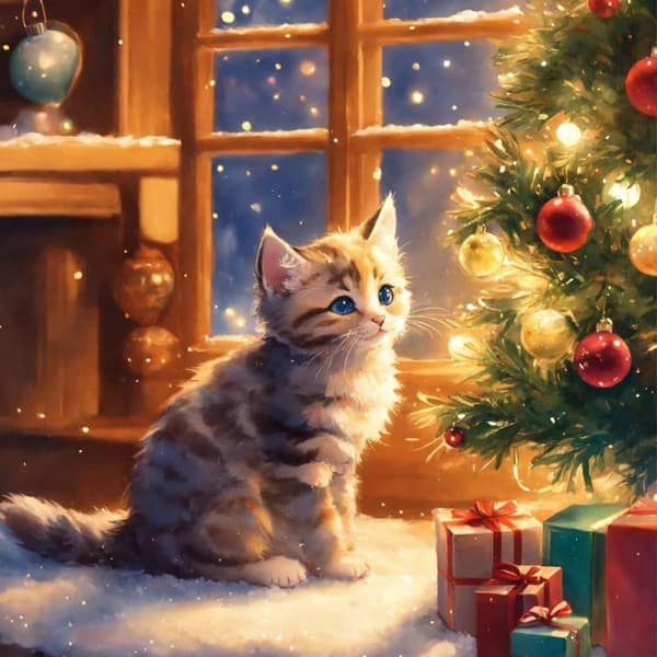 Bomclap Christmas Cat Diamond Art - Full Drill Bead Art kristalleilla, 30x30 cm