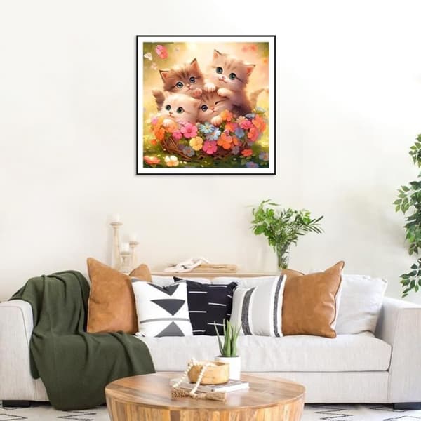 Bomclap Blomst Kat Diamantmaleri - 5D Fuld Drill DIY Smykker Kunst, 30x30 cm