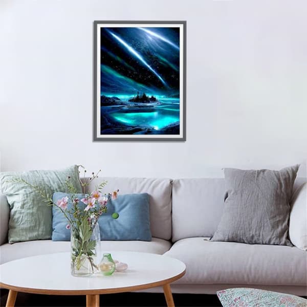 Bomclap diamantmaleri for voksne og begyndere, DIY 5D landskab diamant kunst sæt, Aurora Chamois rund diamant kit
