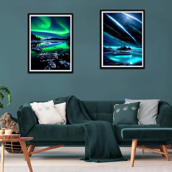 Bomclap diamantmaleri for voksne og begyndere, DIY 5D landskab diamant kunst sæt, Aurora Chamois rund diamant kit