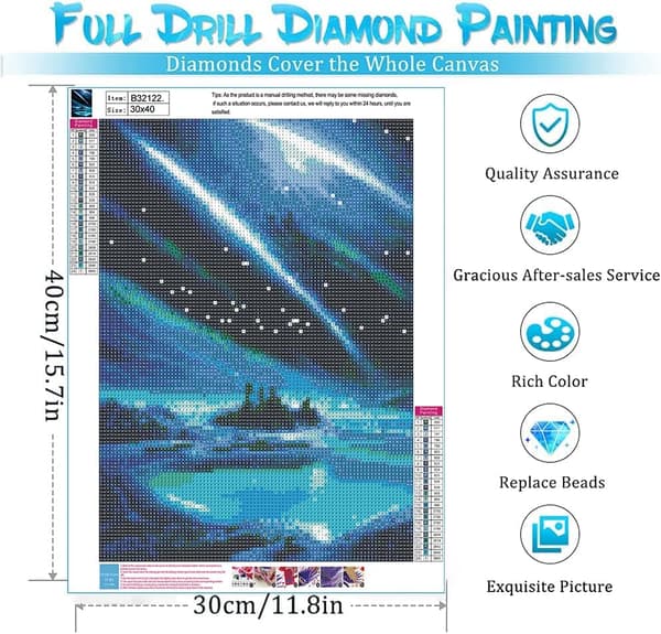 Bomclap timanttimaalaus aikuisille ja aloittelijoille, DIY 5D maiseman timanttitaidesarjat, Aurora säämiskä pyöreä timanttisarja