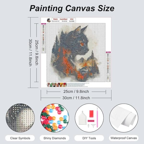 Bomclap Cat Diamantmaleri - 5D Fuld Drill DIY Smykker Kunst for Begyndere, 30x30 cm Boligindretning & Gave