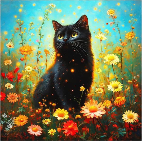 Bomclap Classic Cat Diamond Art - 5D Full Drill yksinkertainen seinäkoriste, 30x30 cm