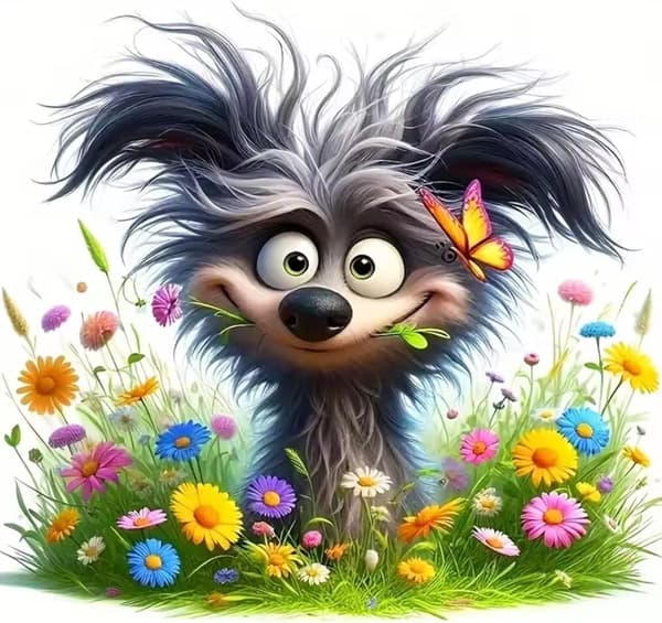 Bomclap Flowers & Puppy Diamond Art - 5D Full Drill DIY korutaide, 30x30 cm