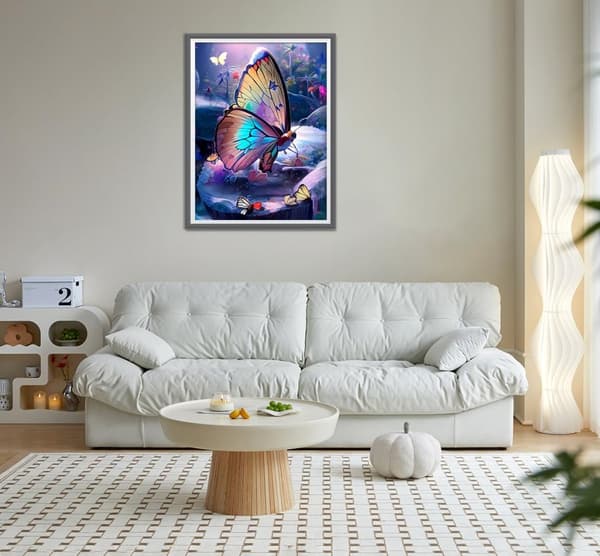 Bomclap Sommerfugl Diamond Painting Kit for Voksne – 5D DIY Diamond Art! Blomster Gemmaleri med Runde Drill