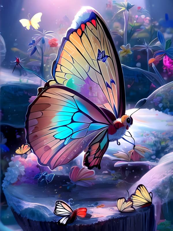 Bomclap Sommerfugl Diamond Painting Kit for Voksne – 5D DIY Diamond Art! Blomster Gemmaleri med Runde Drill