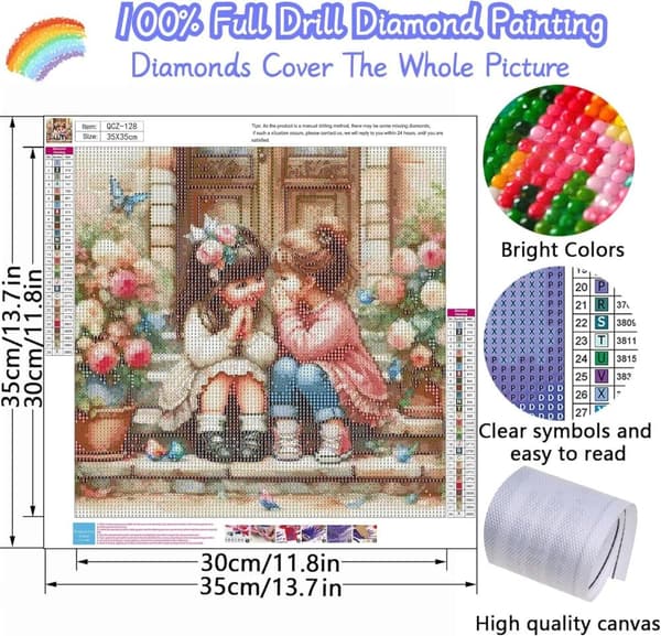 Bomclap Best Friend Diamond Art - 5D Full Drill Friendship Design, 35x35 cm Korutaide