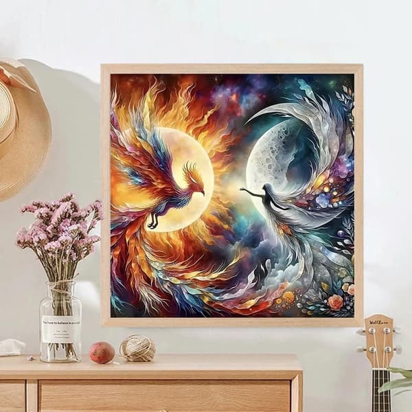 Bomclap Firebird Diamond Painting - 5D Full Drill Phoenix Design, 35x35 cm Upeaa taidetta