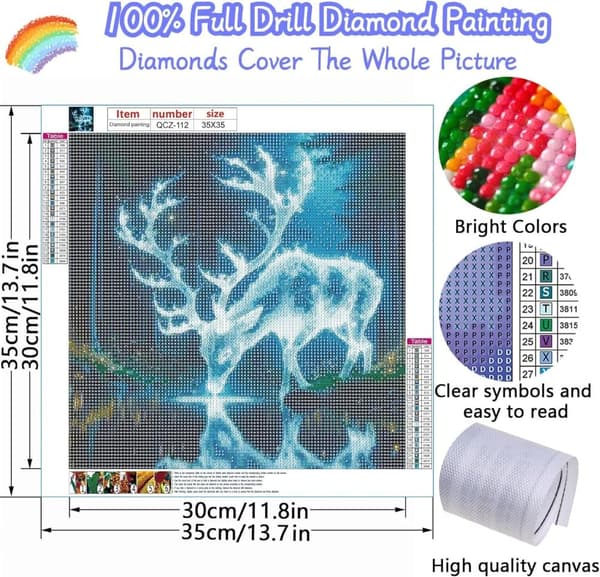 Bomclap Glødende Elg Diamantmaleri - 5D Full Drill Nordisk Naturkunst, 35x35 cm