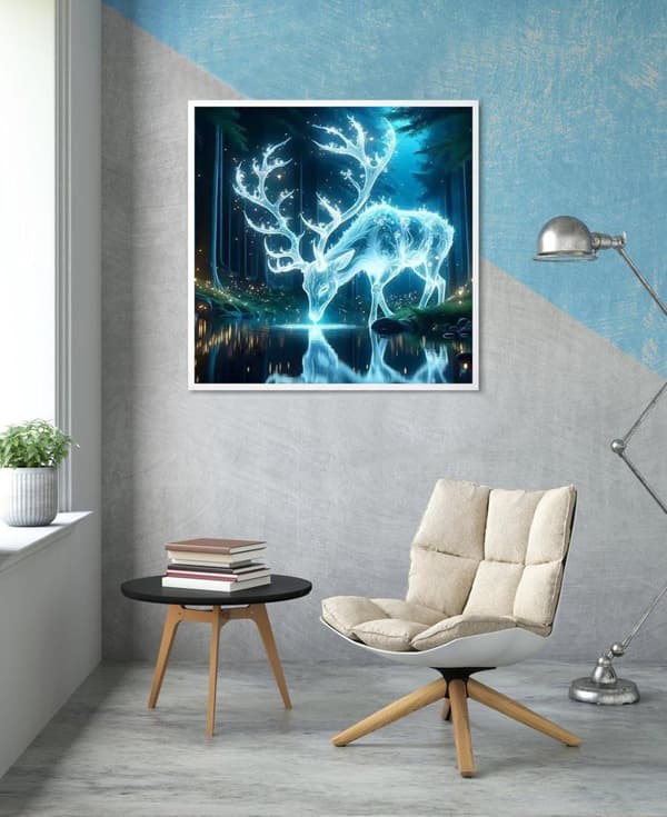 Bomclap hehkuva hirvi timanttimaalaus - 5D Full Drill Nordic Nature Art, 35x35 cm