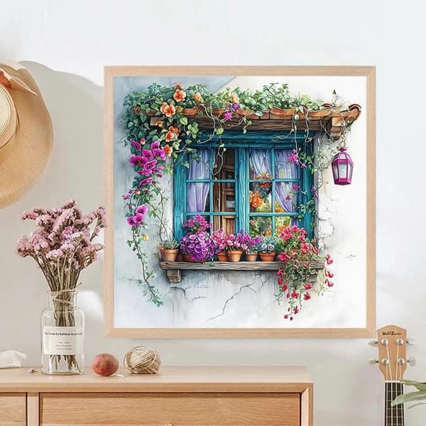 Bomclap Vinduespotter Diamantmaleri - 5D Fuld Drill Haveinspireret Kunst, 30x30 cm