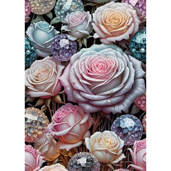 Bomclap Roses Diamond Painting Kit – 5D Floral Diamond Art Kit Voksne! DIY Blomster Ædelsten Diamantmaleri, Gave & Dekoration