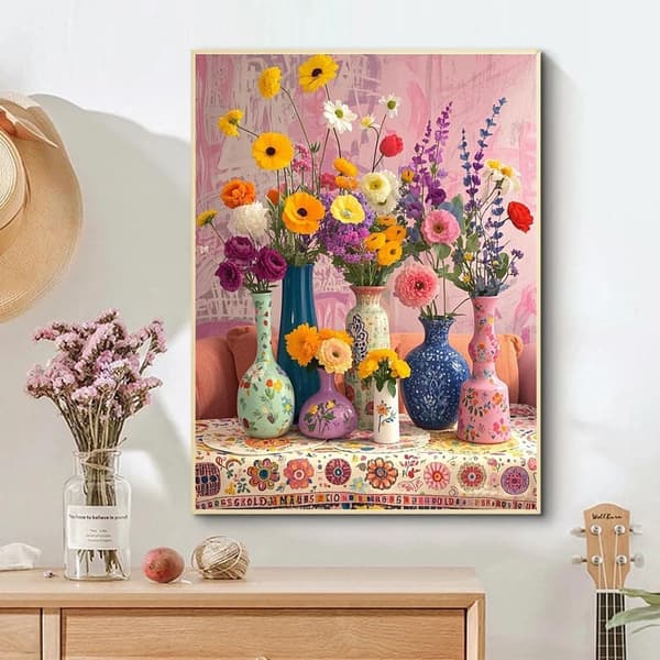 Bomclap Små Blomster Diamantmaleri - 5D Fuld Drill Delikat Vægkunst, 30x40 cm