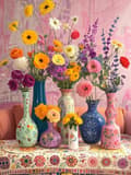 Miniatyrbillede 1 af 7: Bomclap Små Blomster Diamantmaleri - 5D Fuld Drill Delikat Vægkunst, 30x40 cm