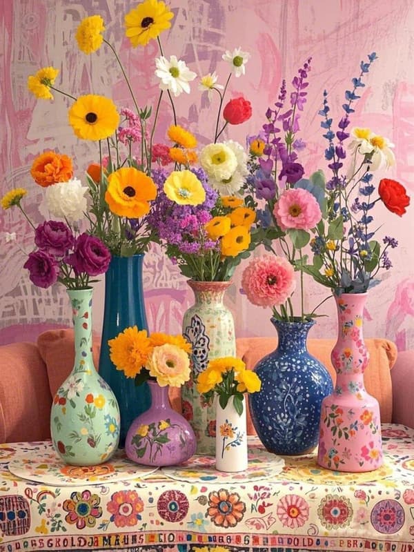 Bomclap Små Blomster Diamantmaleri - 5D Fuld Drill Delikat Vægkunst, 30x40 cm