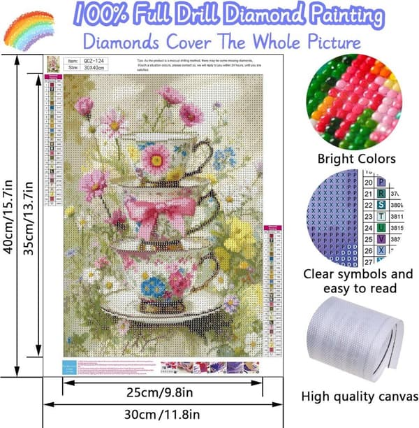 Bomclap tekop blomst diamant kunst - 5D fuld boremaskine boho dekoration, 30x40 cm