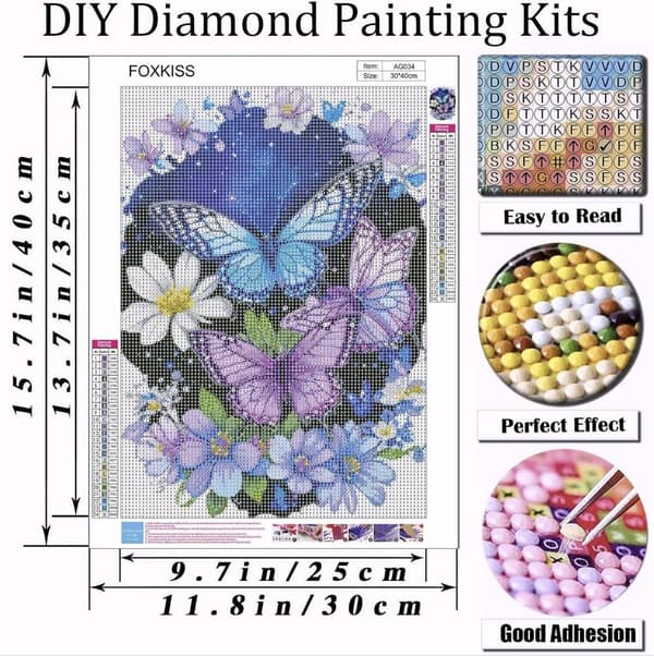 Bomclap Fjärilsdans Diamantmåleri - 5D Full Drill Smyckeskonst för Nybörjare, 30x40 cm