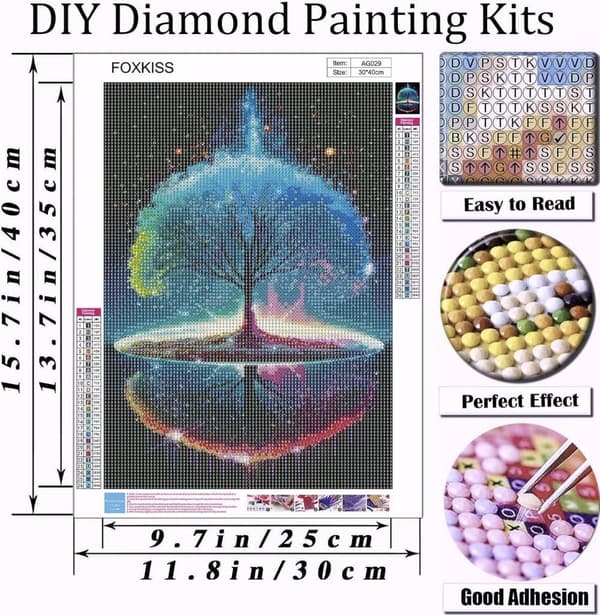 Bomclap Tree of Life -timanttimaalaus - 5D Full Drill -symbolitaide aloittelijoille, 30x40 cm