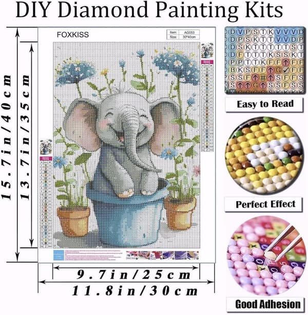 Bomclap Elefantunge Diamantkonst - 5D Full Drill Djurmotiv, 30x40 cm Smyckeskonst
