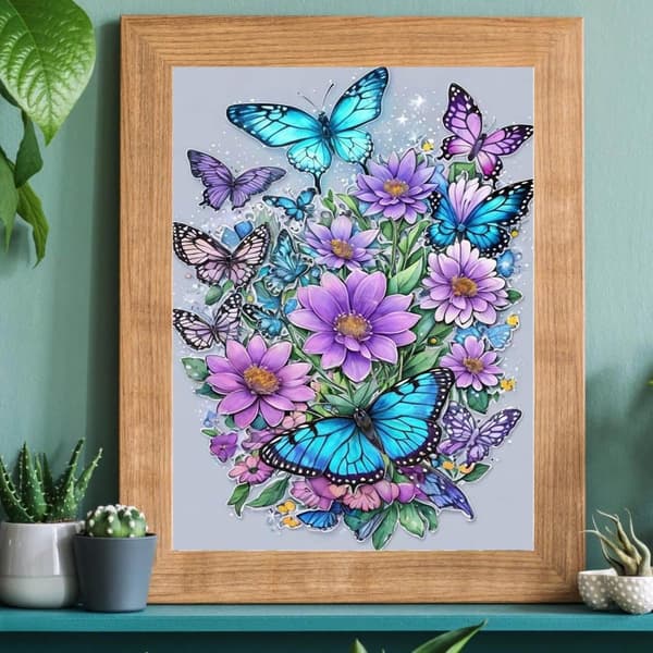 Bomclap Sommer Sommer Sommerfugl Diamantmaleri - 5D Fuld Drill Farverigt Design, 30x40 cm