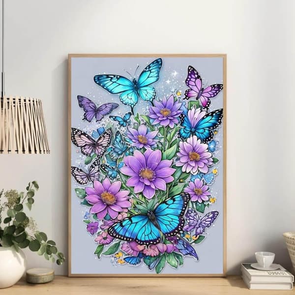 Bomclap Sommer Sommer Sommerfugl Diamantmaleri - 5D Fuld Drill Farverigt Design, 30x40 cm