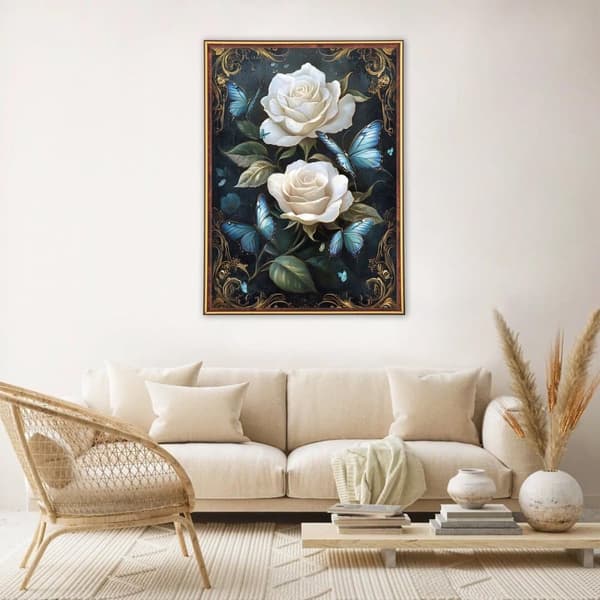 Bomclap Flowers Diamond Painting Kit Aikuiset – Butterfly Rose Diamond Art Kit Aloittelija! DIY täysi timanttitaide, lahja kodin seinäkoristelu