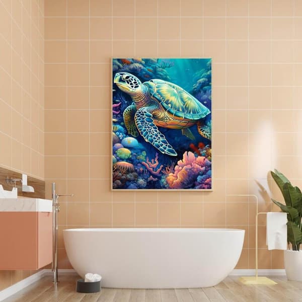 Bomclap Sea Turtle Diamond Art - 5D Full Drill Marine Design, 30x40 cm