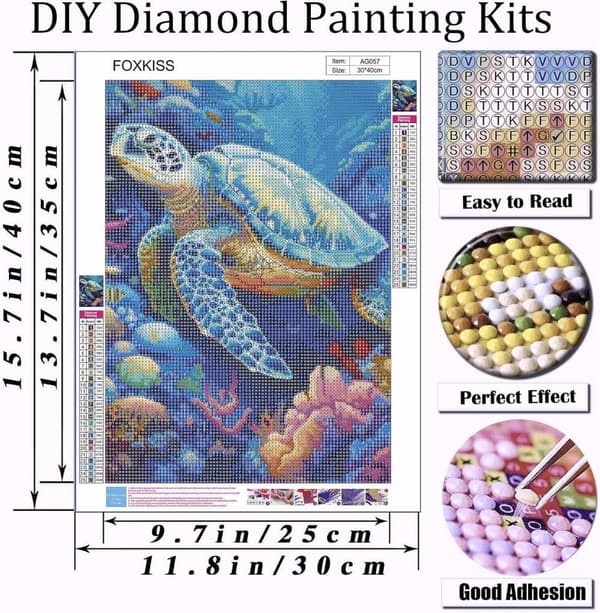 Bomclap Sea Turtle Diamond Art - 5D Full Drill Marine Design, 30x40 cm