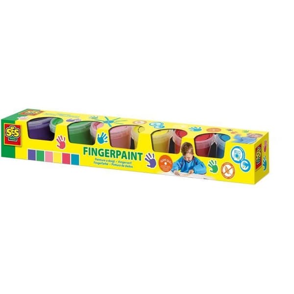 Fingerfärg - SES CREATIVE - 6 färger x 110ml - Strålande palett