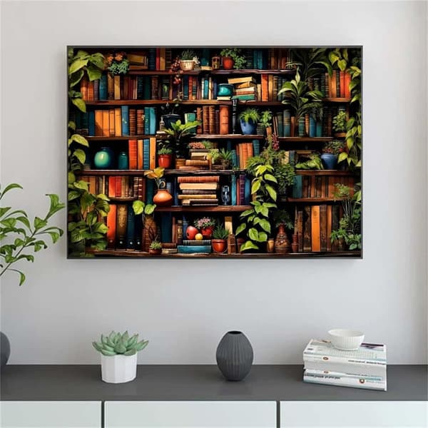 Bomclap kirjahylly timanttimaalaussarja aikuisille DIY 5D timanttitaide täysi pyöreä pora kodinsisustus seinätaidelahja 30x40cm