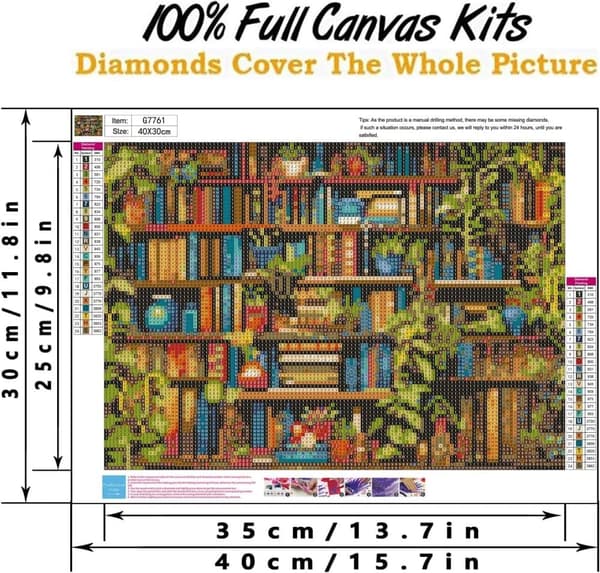 Bomclap kirjahylly timanttimaalaussarja aikuisille DIY 5D timanttitaide täysi pyöreä pora kodinsisustus seinätaidelahja 30x40cm