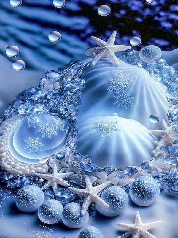 Bomclap Shells Diamond Art Kit 5D Kesä Ranta DIY Seinäkoriste Aloittelijaystävällinen Timanttihelmet Taide 30x40 cm
