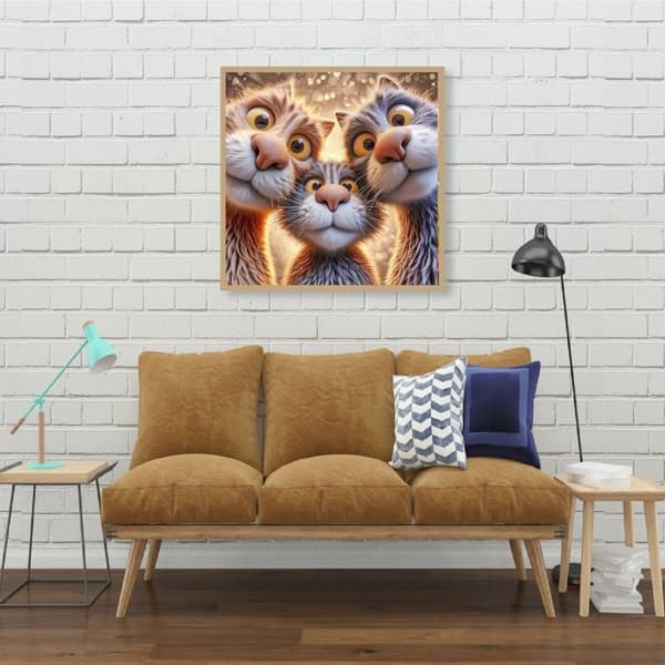 Bomclap Tukevasilmäiset Kissat Timanttimaalaus 5D Täyspyöreät porat Seinätaide DIY Käsityöt Kodin sisustus 35x35 cm