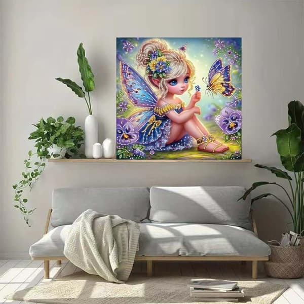 Bomclap keiju timanttimaalaus 30x30cm aloittelijaystävällinen perhonen erikoismuoto 5D DIY kristallihelmet timanttitaide seinäkoriste kodin sisustus