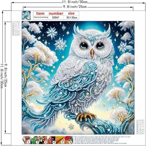 Bomclap Pöllö Timanttimaalaus 30x30 cm 5D Erikoismuoto DIY Timanttihelmet Seinätaide Kodinsisustus Aloittelijaystävällinen