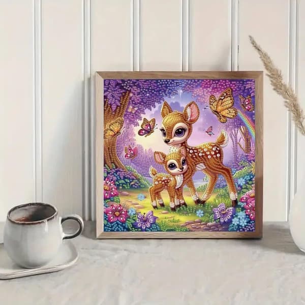 Bomclap Hjort Diamantkonst 30x30 cm Fjäril Specialform 5D DIY Kristallpärlor Djurdekoration Väggdekoration